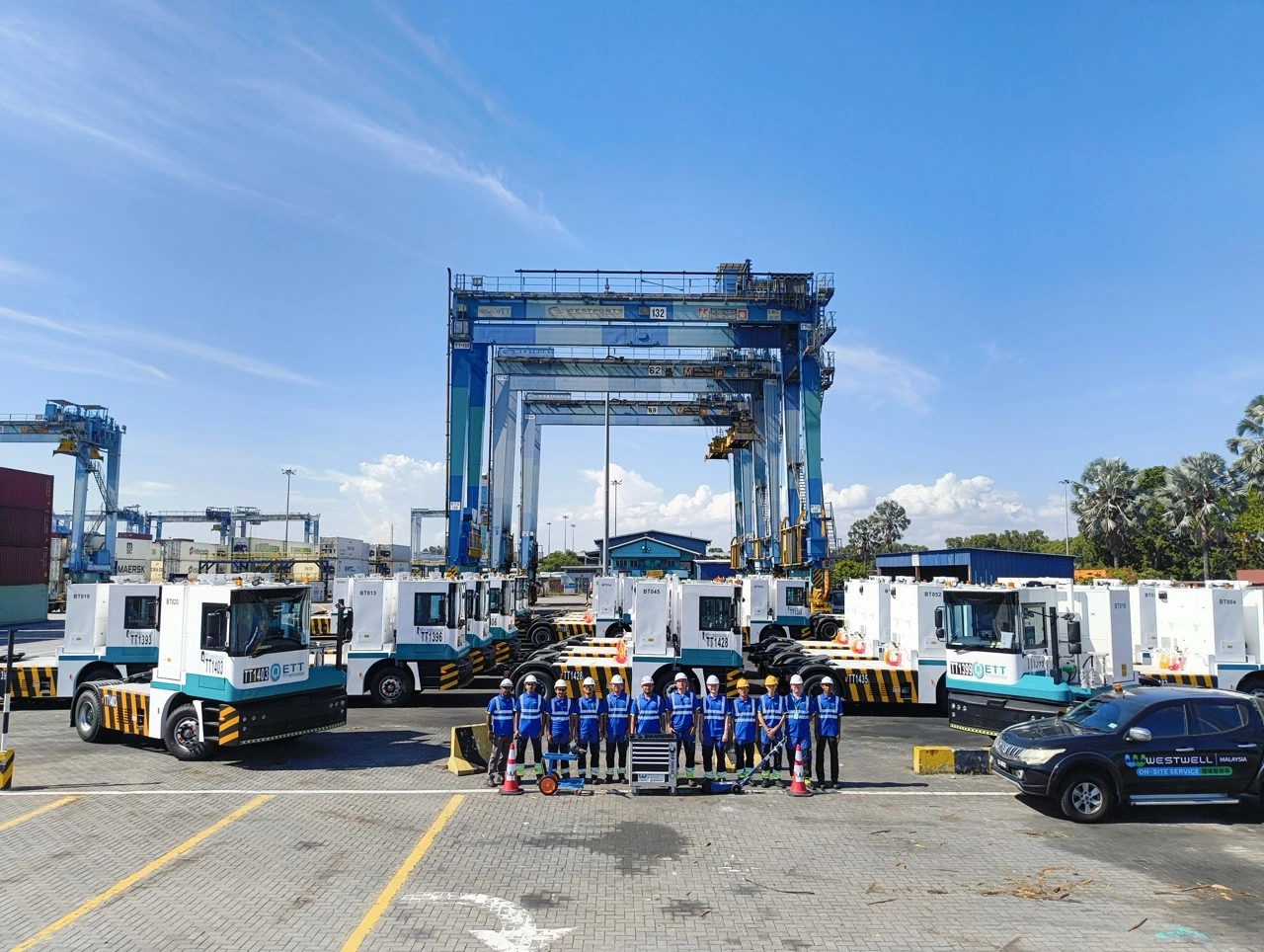 Westwell Electric Terminal Tractors (E-TTs) Arrive at Westports Malaysia, Marking the Country's First Pure Electric Terminal Tractors with Swappable Battery System (SBS)